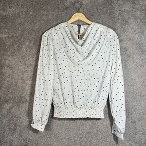 Vintage T.R. Bentley Polka Dot Blouse Women’s 8 Black White Long Sleeve Elastic